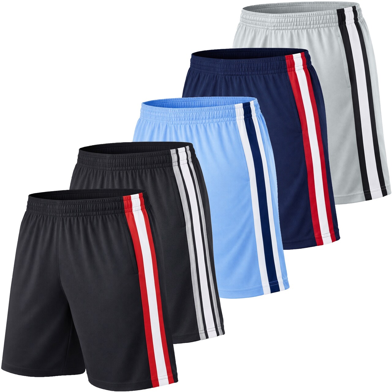 Men's 5-Pack Lightweight Breathable Moisture Wicking Mesh Shorts